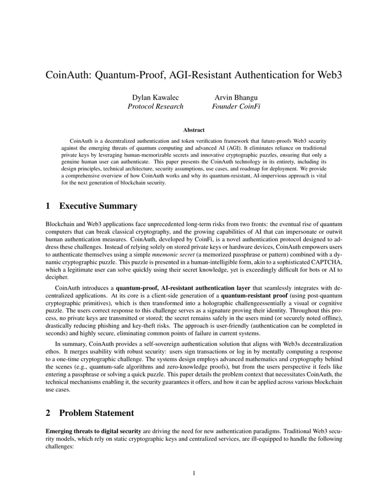 First page of Coin.fi Litepaper